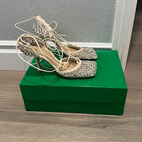 Authentic crystal embellished stretch sandal worn once! - Picture 2 of 4